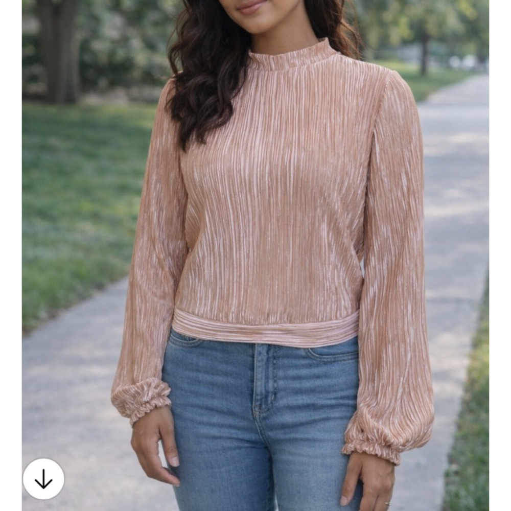 Fashion Nova Rose Gold pleated pink top, L